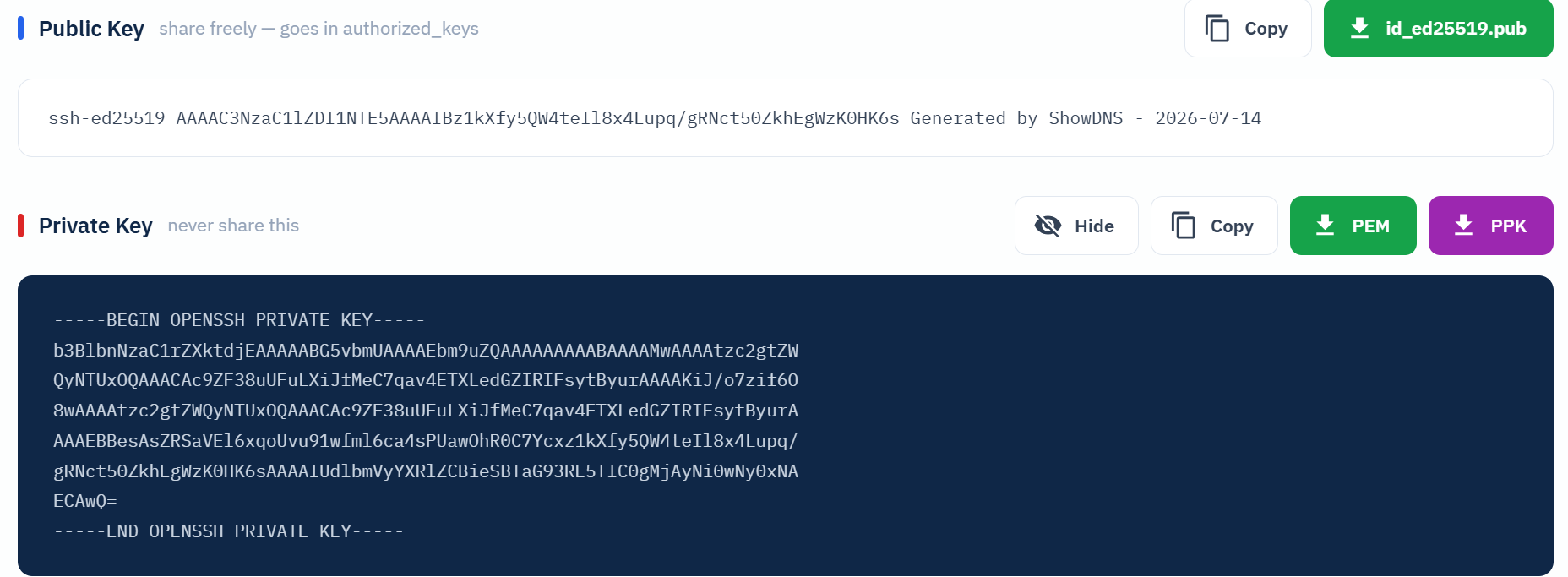 ssh key screenshot
